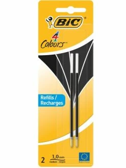 Recharge Stylo Bic 4 Couleurs - Pointe Moyenne 1 Mm - Noir - 2 Pcs