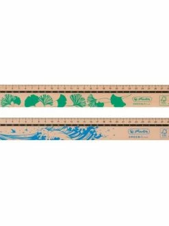 Herlitz Règle En Bois "GreenLine" - 300 Mm - Motif Aléatoire