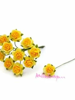 MlleScrap Roses Papier Jaune - 10 Pièces