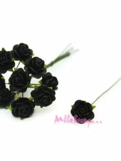 MlleScrap Roses Papier Noir - 10 Pièces