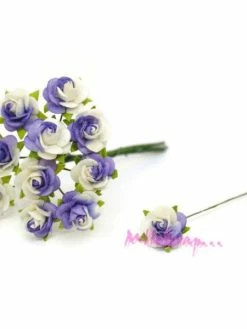 MlleScrap Roses Papier Violet, Blanc - 10 Pièces