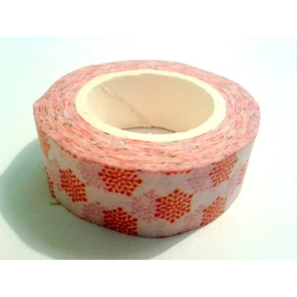 LEROY DE LA CREATION Rouleau De Masking Tape Papier , Flocon De Neige Rouge Sur Fond Blanc 1 LEROY DE LA CREATION Rouleau De Masking Tape Papier , Flocon De Neige Rouge Sur Fond Blanc