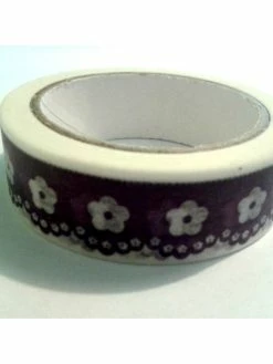 LEROY DE LA CREATION Rouleau De Masking Tape Papier , Imitation Dentelle Violet / Blanc