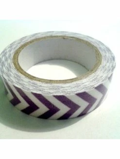 LEROY DE LA CREATION Rouleau De Masking Tape Tissu , Chevron Violet / Blanc