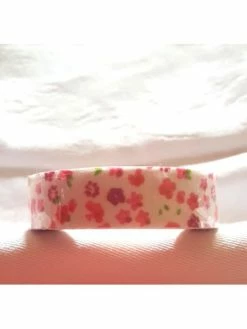 LEROY DE LA CREATION Rouleau De Masking Tape Tissu , Fond Blanc Et Fleur Ton Rose