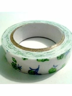 LEROY DE LA CREATION Rouleau De Masking Tape Tissu , Fond Blanc Et Fleur Verte
