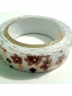 LEROY DE LA CREATION Rouleau De Masking Tape Tissu , Fond Blanc Et Pensée Marron