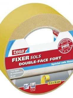 Rouleau Ruban Adhésif Double Face Extra-fort Spécial Sols Lisses Tesa 25m X 50mm