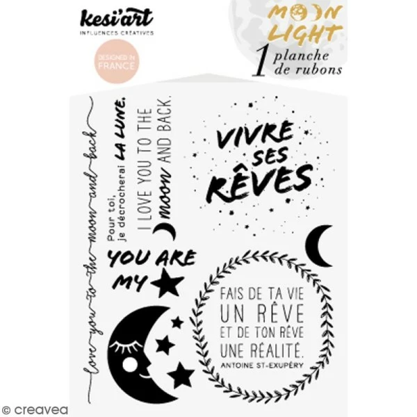 Kesi'Art Rub-ons Transferts Moonlight - 1 Planche De Décalcomanies 15 X 10 Cm 1 Kesi'Art Rub-ons Transferts Moonlight - 1 Planche De Décalcomanies 15 X 10 Cm