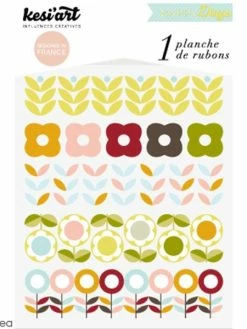 Kesi'Art Rub-ons Transferts Rétro Flowers - 1 Planche De Décalcomanies 15 X 10 Cm