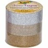 FOLIA Ruban Adhésif Déco "Glitter Tape", Argent/or Clair/or
