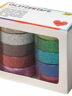 FOLIA Ruban Adhésif Déco "Glitter Tape", Kit De 10