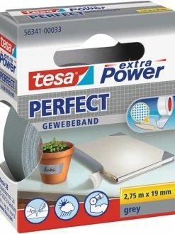 Ruban Adhésif Toilé Réparation Fixation Tesa Power Effect 2,75m X 19mm Gris
