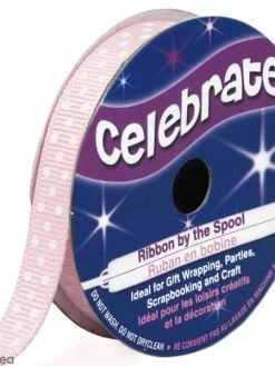Ruban Celebrate à Gros Grains - Rose à Pois Blancs - 9 Mm X 5 M