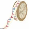 Ruban Coton Celebrate - Fanions Sur Fond Beige - 15 Mm X 5 M