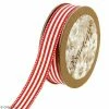 Ruban Coton Celebrate - Rayures Beiges Et Rouges - 15 Mm X 5 M