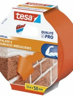 Ruban De Masquage En PVC Façades Et Surfaces Irrégulières Tesa 33m X 50mm Orange