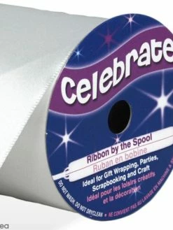 Celebrate Ruban De Satin - Blanc - 50 Mm X 4 M