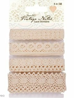 Docrafts Papermania Ruban Dentelle Vintage Notes - 4 Bordures De 1 M