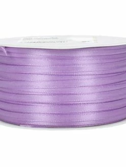 Artif Ruban Double En Satin Lilas, Largeur 3 Mm, Longueur 30 M, 100% Polyester