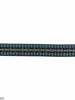 Prym Ruban élastique Brodé - Ethno Bleu Et Fuchsia - 25 Mm - Au Mètre (sur Mesure)