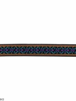 Prym Ruban élastique Brodé - Fleur Lilas Et Turquoise - 25 Mm - Au Mètre (sur Mesure)