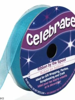 Celebrate Ruban En Organza - Bleu Turquoise - 9 Mm X 8 M