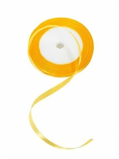 Artif Ruban En Satin Simple Face, Jaune Soleil, Largeur 8 Mm, Longueur 41 M, Tissu Décoratif