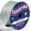 Ruban Fancy Celebrate - Gris Argenté Effet Pailleté - 26 Mm X 4 M