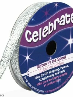 Ruban Fancy Celebrate - Gris Argenté Effet Pailleté - 7 Mm X 6 M