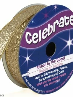 Ruban Fancy Celebrate - Jaune Doré Effet Pailleté - 13 Mm X 5 M