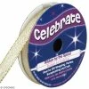 Ruban Fancy Celebrate - Jaune Doré Effet Pailleté - 7 Mm X 6 M