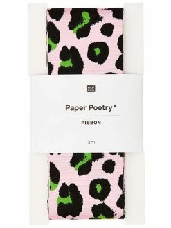 Rico Design Ruban Fantaisie - Motif Léopard Rose - 3,8 Cm X 3 M