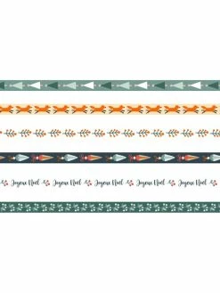 Artemio Ruban Imprimé Fantaisie - Woodsy Christmas - 1 Cm X 1 M - 6 Pcs