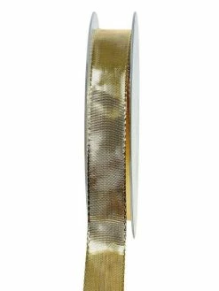 Artif Ruban Lamé Doré De 1,5 Cm De Large, Bords Armés Laitonnés, Rouleau De 25 Mètres