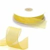Artif Ruban Organza Jaune, Bords Armés, Largeur 40 Mm, Longueur 9 M, Rouleau Décoratif