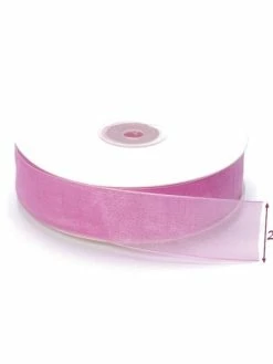 Artif Ruban Organza Lilas, Bordure Brodée, Largeur 25 Mm, Longueur 40 M, Rouleau Décoratif