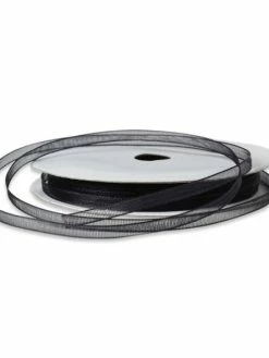 Artif Ruban Organza Noir, Bordure Brodée, Largeur 3 Mm, Longueur 39 M, Rouleau Décoratif