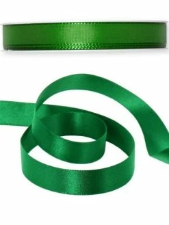 Artif Ruban Simple En Satin Vert, 15 Mm, Longueur 30 M, Rouleau Décoratif