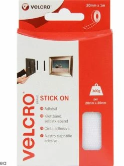 VELCRO® Ruban Velcro Auto Agrippant - A Coller - Blanc - 20 Mm X 1 M