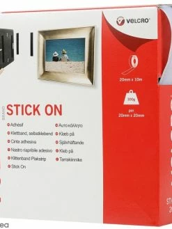 VELCRO® Ruban Velcro Auto Agrippant - A Coller - Blanc - 20 Mm X 10 M