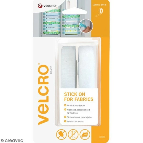 VELCRO® Ruban Velcro Pour Tissus - A Coller - Blanc - 19 Mm X 60 Cm 1 VELCRO® Ruban Velcro Pour Tissus - A Coller - Blanc - 19 Mm X 60 Cm