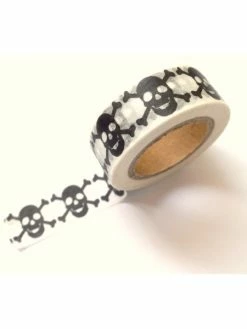 La Boutique D'Isacrea Ruban Washi 15 Mm X 10 M Motif Halloween Tete De Mort Noir Et Blanc