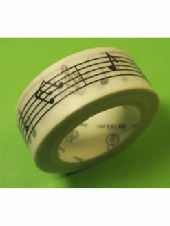 La Boutique D'Isacrea Ruban Washi 15 Mm X 7 M Motif Portée Musicale Noir Et Blanc
