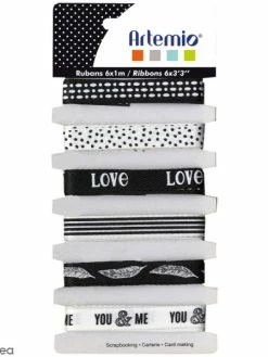 Rubans Artemio - Black & White - 1 Cm X 1 M - 6 Pcs