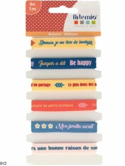 Rubans Artemio - Bonheur - 1 Cm X 1 M - 6 Pcs