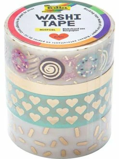 FOLIA Rubans Autocollants Déco Washi-Tape "Hotfoil" - Or II