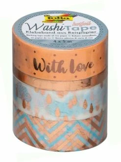 FOLIA Rubans Autocollants Déco Washi-Tape "Hotfoil" - Or Rose II