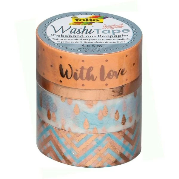 FOLIA Rubans Autocollants Déco Washi-Tape "Hotfoil" - Or Rose II 1 FOLIA Rubans Autocollants Déco Washi-Tape "Hotfoil" - Or Rose II