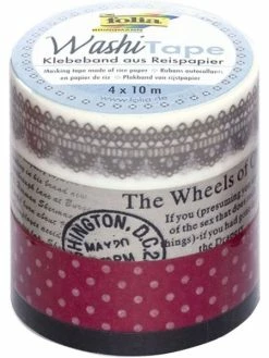 FOLIA Rubans Autocollants Déco Washi-Tape "Vintage"